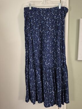 EUC April Cornell Floral Cotton Skirt, Side Buttons, Part Elasticized Waist, S-M